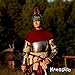 Kangaroo Gladiator Helmet Gold - Roman, Spartan, and Medieval Warrior Costume Accessory with Red Feather Plume