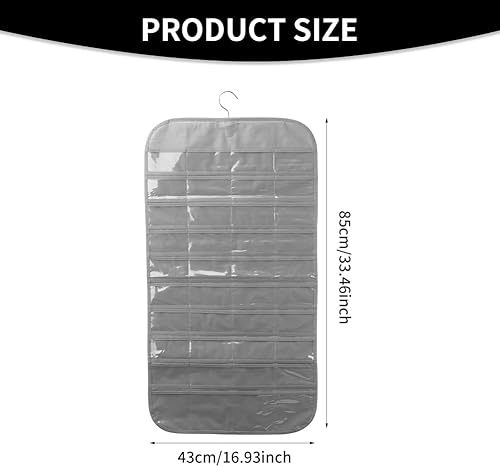 Miniatura 3 de LVOERTUIG Organizador de joyas colgante de 80 bolsillos para mujer, organizador colgante de joyas, bolsa de almacenamiento para aretes, collares,