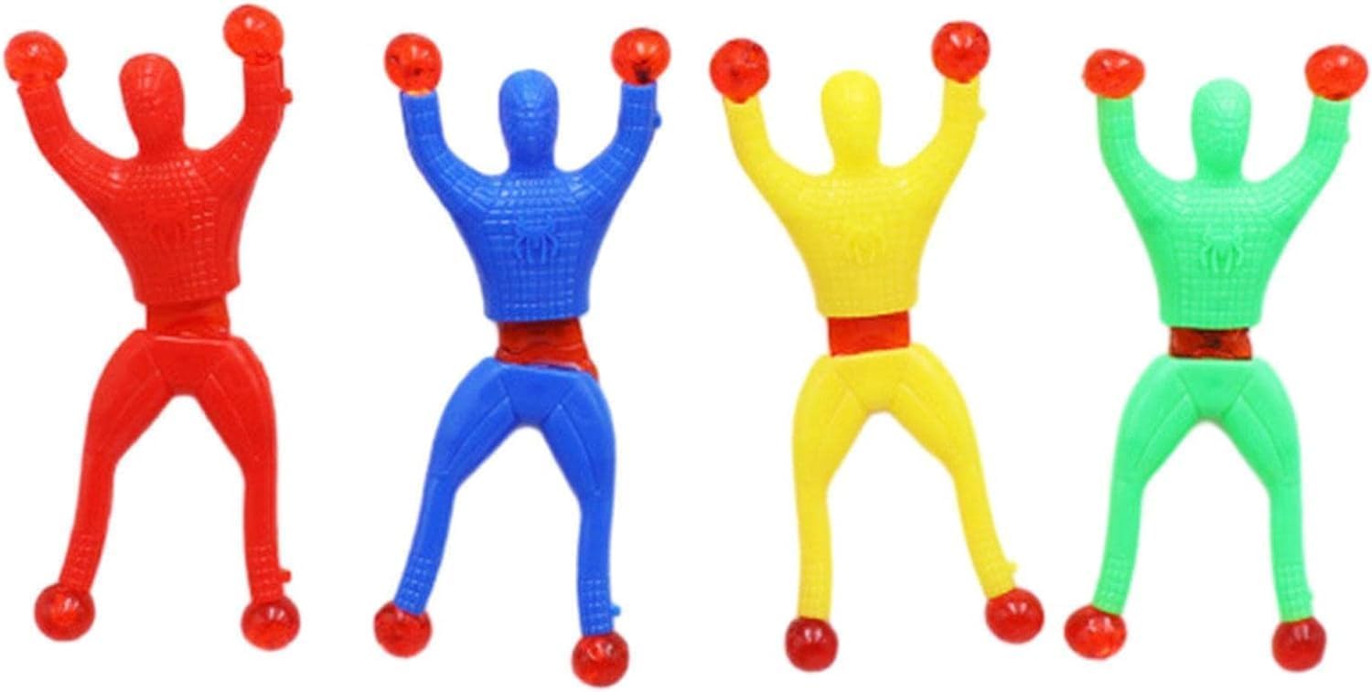Elzhan 4 Pcs Stretchy Sticky, Creative Window Crawler Climbing Man, Sticky Hands, Wall Crawler Sticky Hands Party Favors, Stick to Cabinet Surface, The Wall, Glass, Practical Joke