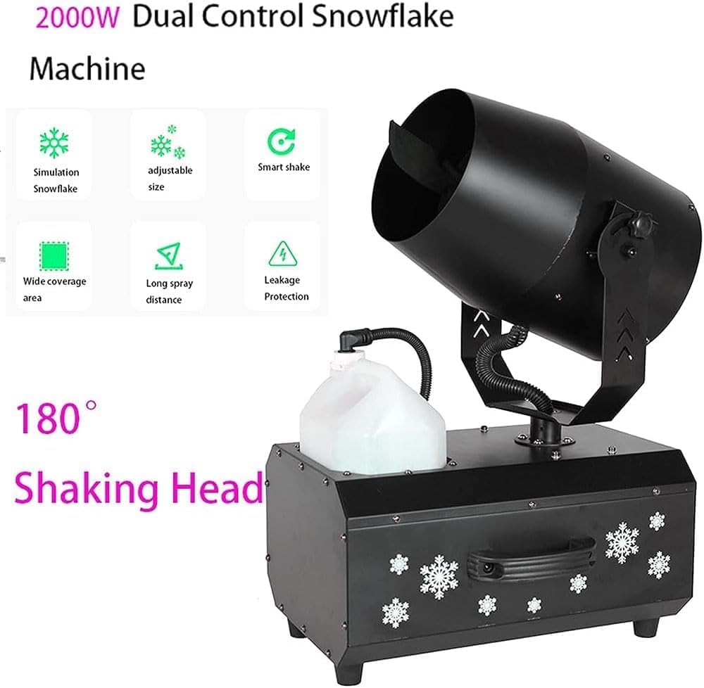Maszyna do robienia śniegu, profesjonalny generator śniegu 2000 W z pilotem zdalnego sterowania, idealny na wesela, przyjęcia świąteczne, efekty sceniczne, imprezy DJ-skie i fotografię