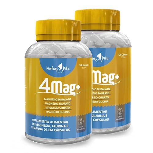 Kit 2 und. 240 cáps Magnésio Glicina + Dimalato + Citrato + Taurato