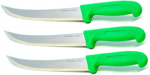 Columbia Cutlery - Cuchillo verde de 10 pulgadas para romper/cimiter/tallar/carnicero (paquete de 3)