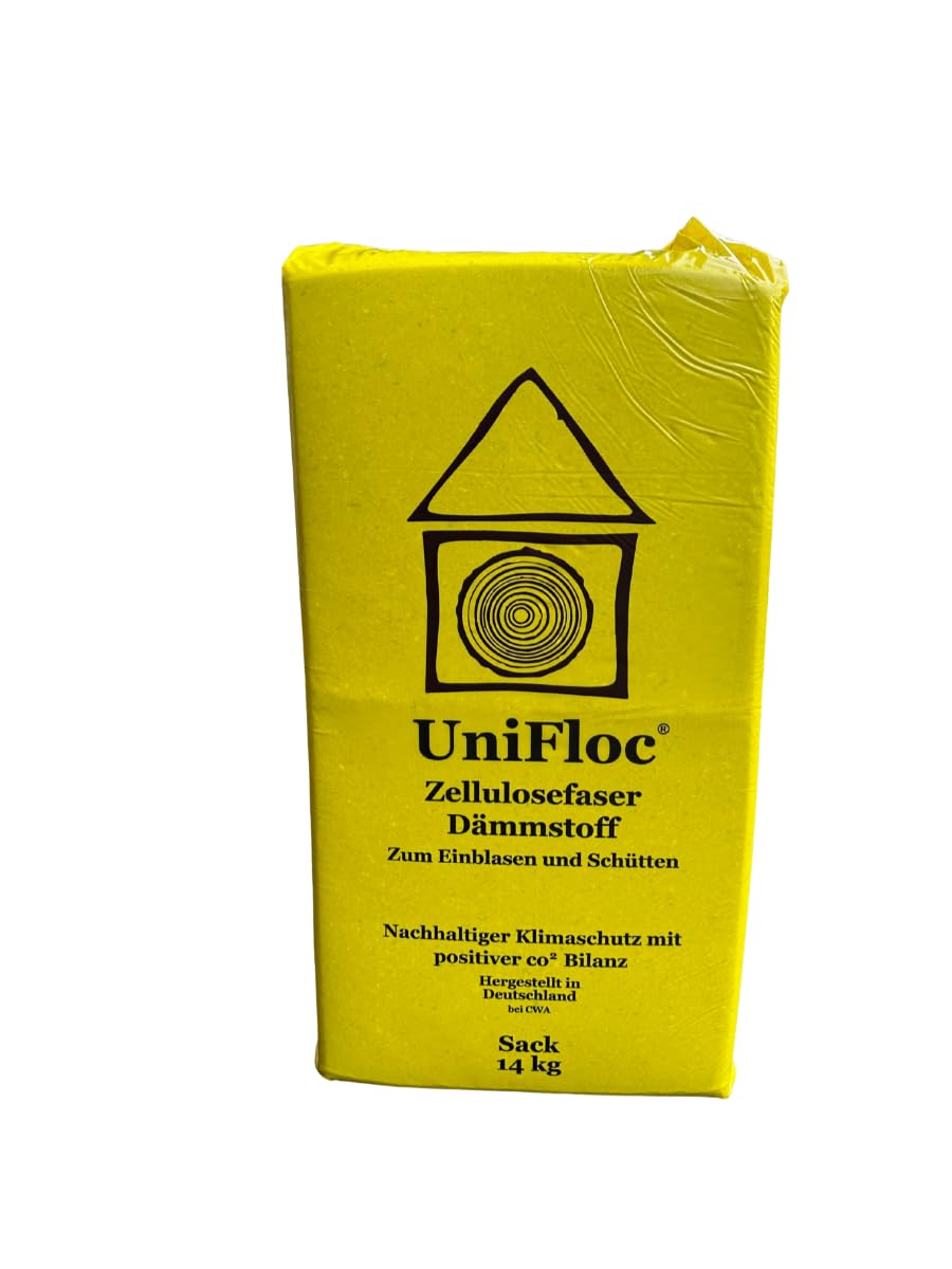 UNIFLOC® Zellulosedämmstoff Palette 21 Sack 296 kg – Fußbodenschüttung aus Zellulose – Einfache Dämmung für Holzbalkendecken, Speicherböden & – Premium Wärmeleitfähigkeit λD 0,038