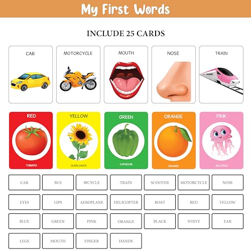 Image of THE BOOK TREE My First 100 Words Educational Flash Cards | Early Learning Illustrated Cards for Kids Language Skills| Ideal for Teaching First Words | Fun & Educational Gift for Ages 2+