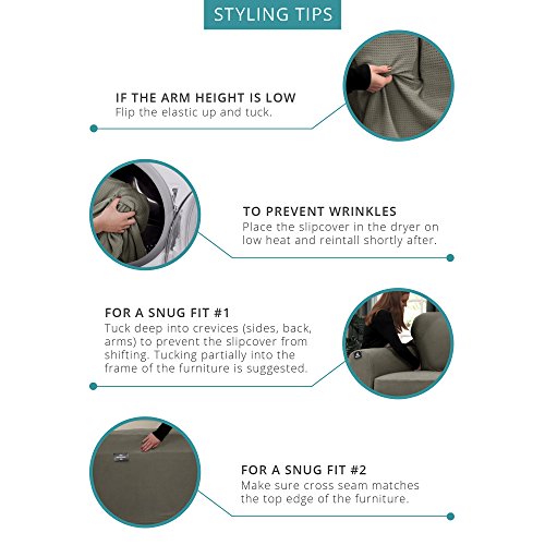 Maytex Reeves Stretch 1 Piece Loveseat Furniture Cover Slipcover, Dark Sage Green #TOP5