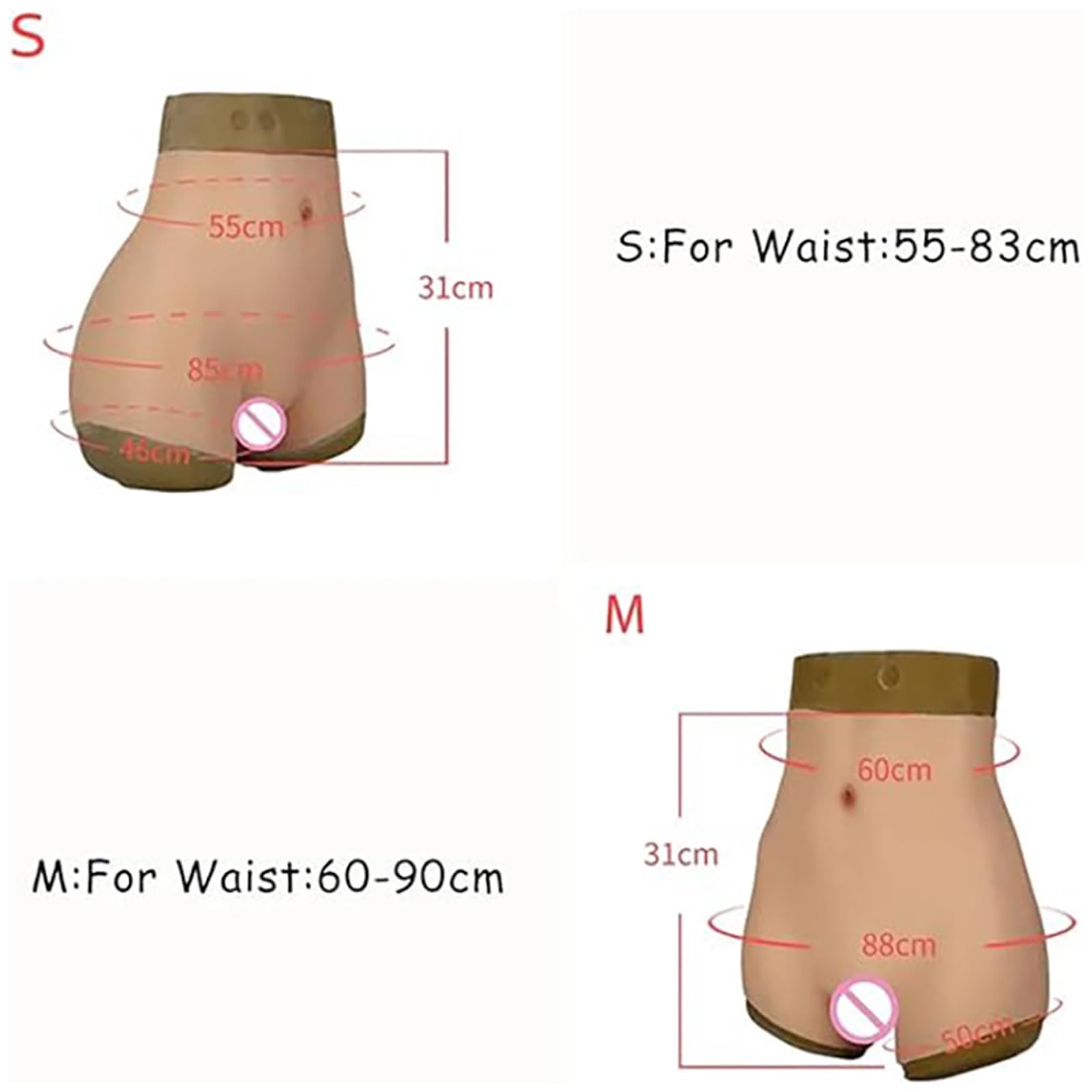 Pantalon EntièRement en Silicone pour Rehausser Les Hanches et Les Fesses, Culotte Taille Basse Push-Up pour Rehausser Les Fesses Short de ContrôLe,Skin Color,M