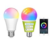 WITFAMILY Smart Glühbirne E27, 1000LM RGB WiFi + Bluetooth LED Lampe, Dimmbar, 16M Farben & Tunable White, Kompatibel mit Alexa & Google Assistant, App-Steuerung [2er Set]