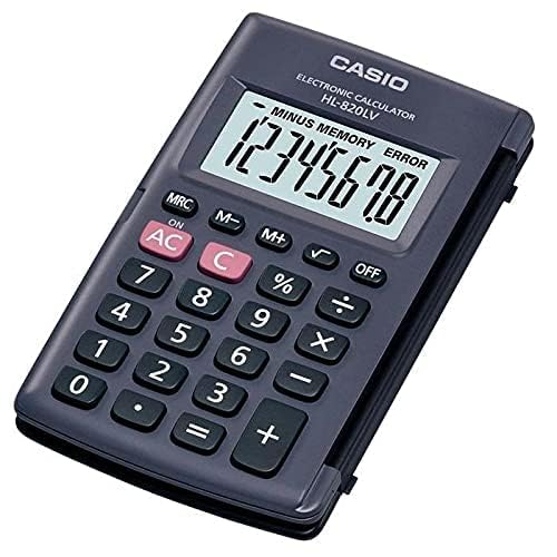 Calculadora Casio de bolso, visor XL, 8 dígitos e deslig. Automático HL-820LV - Preta
