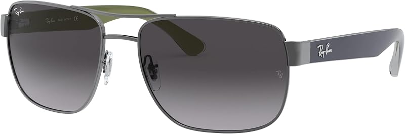 lentes de sol cuadradas RB3530 para hombre, Gunmetal/Gris claro degradado gris oscuro, 58 mm