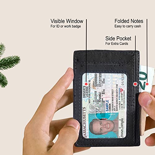 Image of Corkor Cork Card Holder Men - Cork Wallet - Vegan Leather - Minimalist Slim Front Pocket RFID