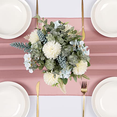 Yastouay Chiffon Table Runner 29X120 Inches Dusty Pink Romantic Wedding Table Runners 10Ft Sheer Table Linens For Bridal Baby Shower Birthday Party Cake Reception Table Decorations #TOP3