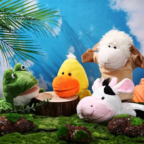 Roundfunny 4 Pcs Hand Puppet Animal Hand Puppet Set With Working Mouth 9.8 Inch Animal Puppet Animal Soft Plush Toy For Storytelling Theater Preschool Birthday Gifts  thumb #2