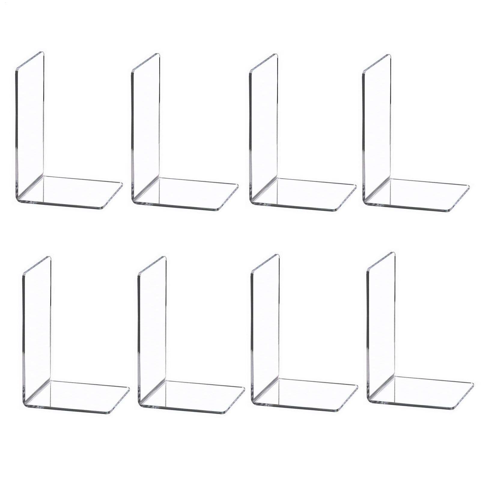 Serre-Livres pour étagères et diviseur de bureau en acrylique transparent - 8 pcs