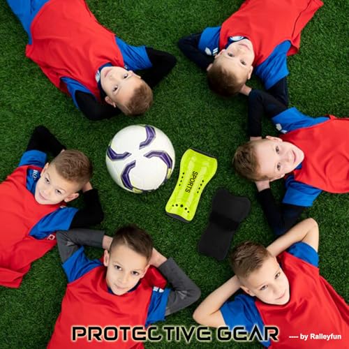 Youth Soccer Shin Guards for Kids Child Calf Protective Gear Soccer Equipment Soccer Shin Pads Calf Protection for 3-5,5-10,10-15 Years Old Boys Girls Children (Fluorescent Yellow, S 3-5 Years Old)