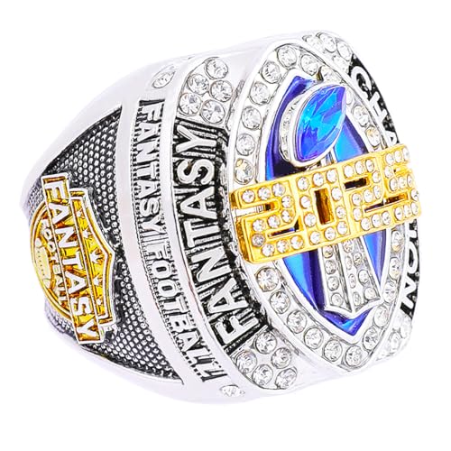 Image of 2025 Fantasy Football Championship Ring | Heavy FFL Champion Trophy Ring | Gold Silver Tone Plated Award Trophy for Fantasy Football League Winner