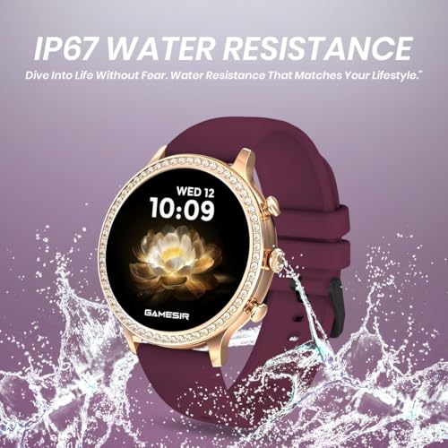 Image of GameSir Luxury Round Dial GEN 12 Smart Watch, 1.69 inch AMOLED Display, Water Rasistence, Bluetooth Calling Multi Watch Faces & 100+Sports Mode, Smartwatch for Women,Girls & Men (Maroon)