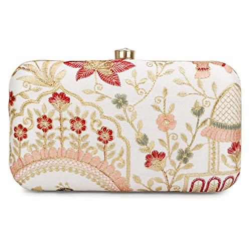 Image of LONGING TO BUY Hand Crafted Designer Box Clutch - Zari Embroidery For Women