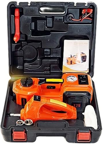 Electric Car Jack, 5 Ton Capacity, 12V Power Source, with Built-In Compressor and Wrench, Portable Roadside Emergency Kit