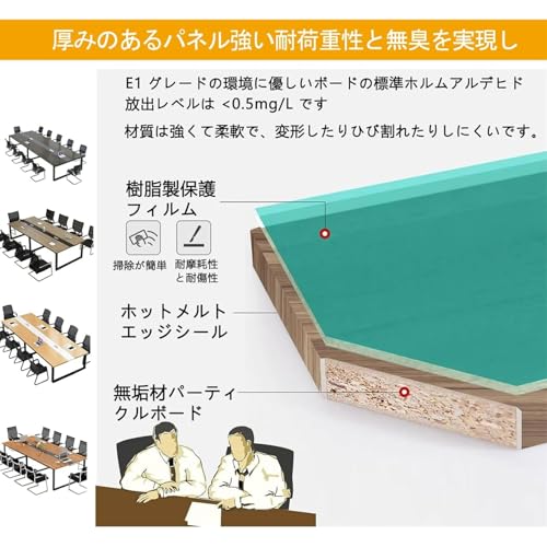 OARGIFT ミーティングテーブル 大きい オフィスデスク パソコン事務机大型 会議机大人数対応用厚みのあるトップ防水金属スチールフレームデザインシンプルなワークベンチ（椅子は含まれていません）重ねて省スペース収納が可能です (ホワイト,長さ300、幅150、高さ74cm) [並行輸入品] [5]