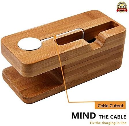 Home-Neat Apple Watch Stand, Phone and iWatch Bamboo Wood Charging Dock Charge Station Stock Cradle Holder