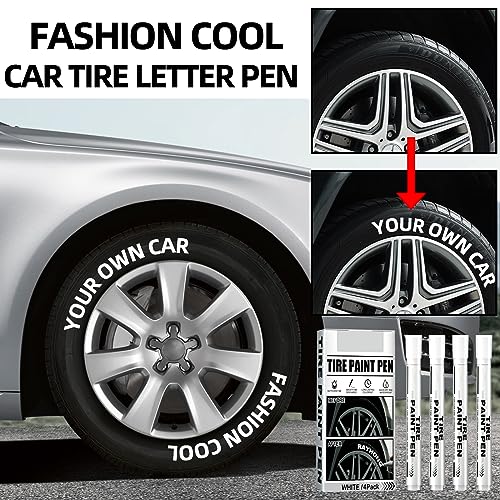 PAYFULLY 4 Stück Reifenstift Weis Wasserfest, Auto Reifen Stift Weiß, Reifenmarker Weiß, Permanent Marker für Auto Motorrad Reifen