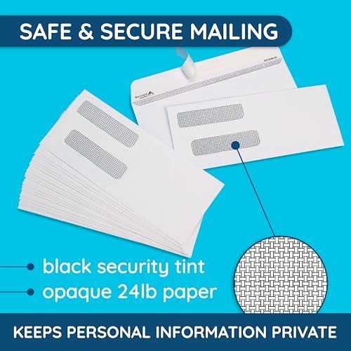 500#8 Self Seal Double Window Security Envelopes Designed for QuickBooks Checks - Computer Printed Checks - 3 5/8 X 8 11/16 (Not for Invoices) by Blue Summit Supplies - Image 5