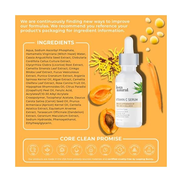 InstaNatural Vitamin C Cleanser and Serum Kit, Brightens and Reduces Signs of Aging, Fine Lines and Wrinkles, with Botanical Extracts