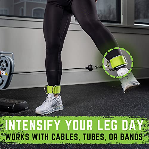 Gradient Fitness Ankle Strap 2 D-Rings (Green | Grey) | Ankle Strap For Cable Machine, Ankle Bands For Working Out, Cable Ankle Strap, Cable Machine Attachment, Ankle Cable Attachments For Gym #TOP1