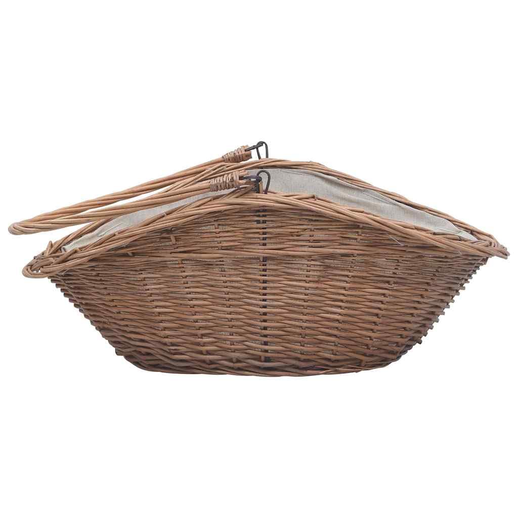 vidaXL Holzkorb mit Tragegriff Kaminholzkorb Brennholzkorb Feuerholzkorb Kaminkorb Tragekorb Füllkorb Weidenkorb 60x44x55cm Natur Weide