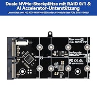 Pironman 5-MAX Raspberry Pi 5 Gehäuse mit Dual NVMe M.2 SSD PCIe, Mini PC NAS RAID 0/1, Hailo-8L AI-Beschleuniger, PWM Tower-Kühler + Dual RGB-Lüfter, OLED, Safe Shutdown, HDMI (RPI5 Nicht enthalten) – Ansicht 6