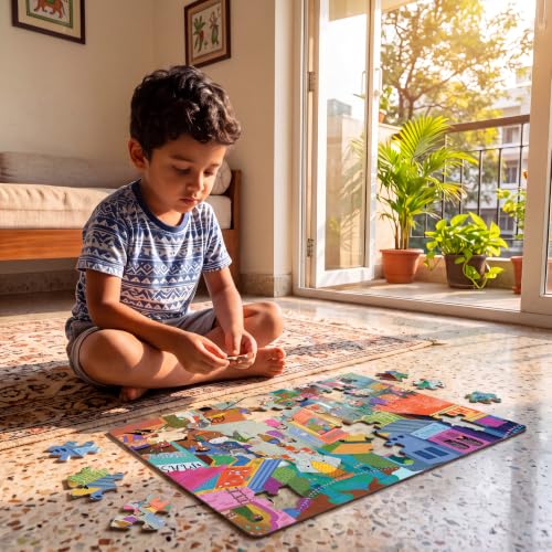 Image of The Curious Bees - Seek & Spot Puzzle & Game - Bazaar Puzzle | 60 Pieces + 10 Seek Cards | Gifts for Boys and Girls Ages 4-8 | BIS Approved | Made in India