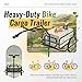 Kojem Foldable Bike Cargo Trailer, Heavy-Duty Storage Bicycle Trailer 88lbs Capacity, 16IN Wheel Bike Wagon Cart, with Universal Hitch and Foldable Frame, Fit for Pet, Shopping, Park Picnics
