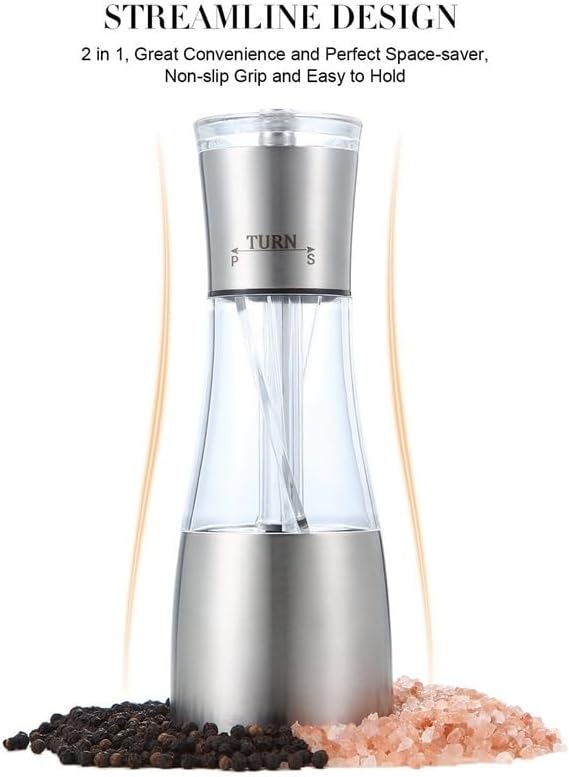 Pepper Grinder and Salt Double Shaker Adjustable Coarseness Ceramic Rotor Kitchen Cooking Accessories