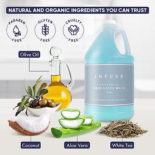 1-Shoppe All-in-Kit Hand/Body Wash | Infuse White Tea & Coconut Hotel | 1 Gallon | For Hospitality & Vacation Rentals to Refill Dispensers | (Single Gallon)