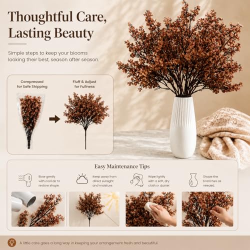 Image of Mandy's 6 Bundles Artificial Brown Baby's Breath Flowers