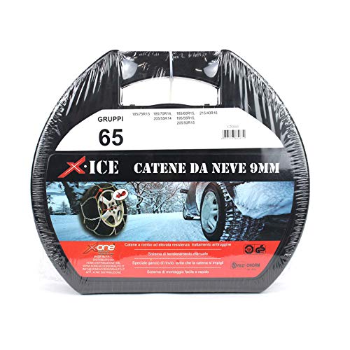X-SNOW Catene da Neve OMOLOGATE per Auto Spessore 9mm Gruppo 6.5 Pneumatico...