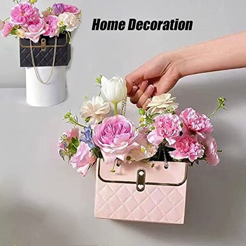 Wazoci 4pcs Paper Flower Bags for Bouquets, Flower Boxes for Arrangements, Paper Flower Gift Bags with Handles Florist Supplies for Weddings Mother's Day (Pink) — view 5