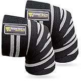 FIGHTECH Knee Wraps for Weightlifting | Men & Women | 82' Long for Squatting Leg Presses, Cross Training, Bodybuilding and Gym WODs