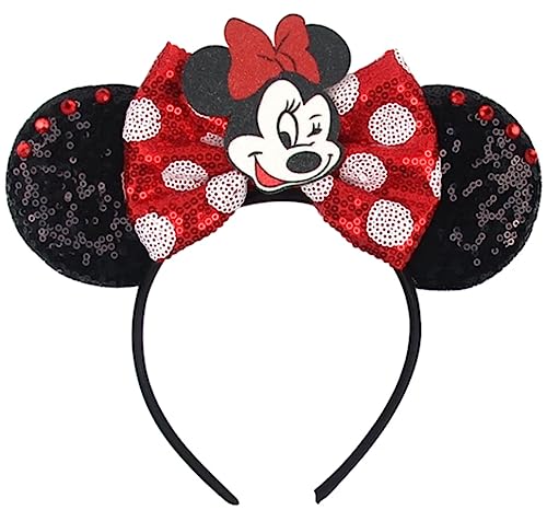 CLGIFT Princess Minnie Ears - Pick Your Color, Flower or Floral Mouse Ears, Purple Sparkle (Minnie)
