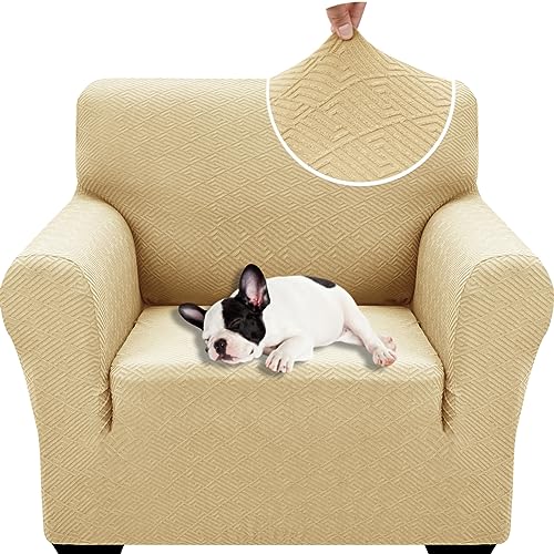 XINEAGE High Stretch Armchair Covers Lastest Jacquard Sofa Covers 1 Seater for Living Room 1 Piece Chair Covers with Elastic Bottom Non Slip Sofa Slipcovers for Pets Kids (1 Seater