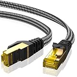Bessere Abschirmung - Hergestellt aus 4 geschirmten, verdrillten Kupferdrahtpaaren (STP) mit 50 Mikron vergoldeten Kontaktstiften in jedem RJ45-Stecker, sorgt es für eine schnellere und stabilere Übertragung und bietet einen großen Schutz vor Nebensprechen, Rauschen und Störungen.