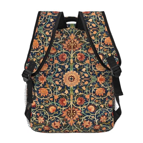 William Morris Floral Backpack Casual Pack Bag Laptop Backpack With Side Pocket Front Zipper Pocket Bookpack Travel Daypack Picnic Rucksack4