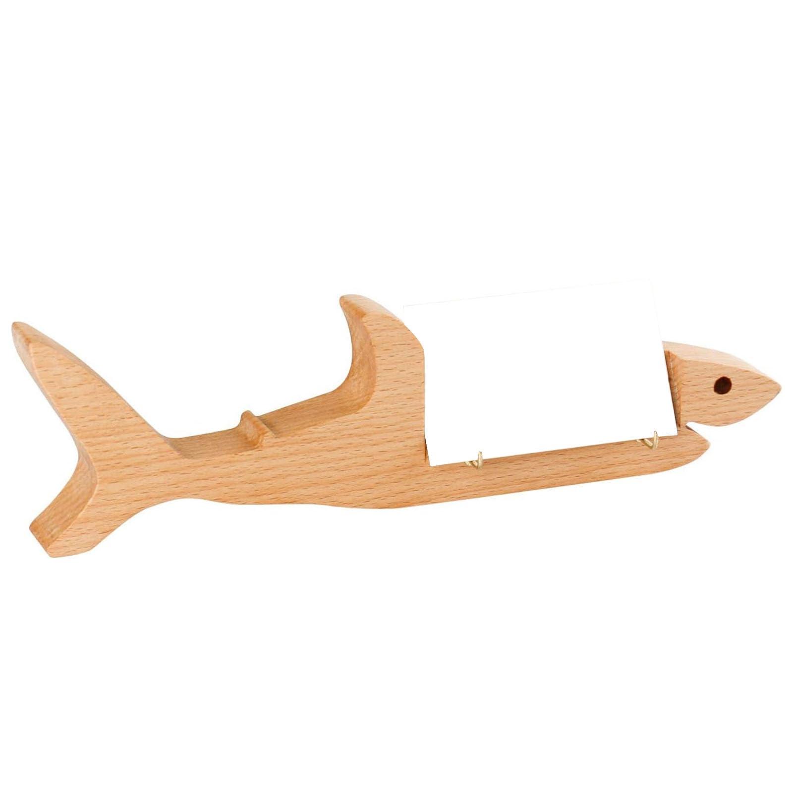 Tsophreniq Creative Fish Shape Wood Business Card Holder Name Card Stand Display Rack Desktop Accessory for Organization Meeting Room Display