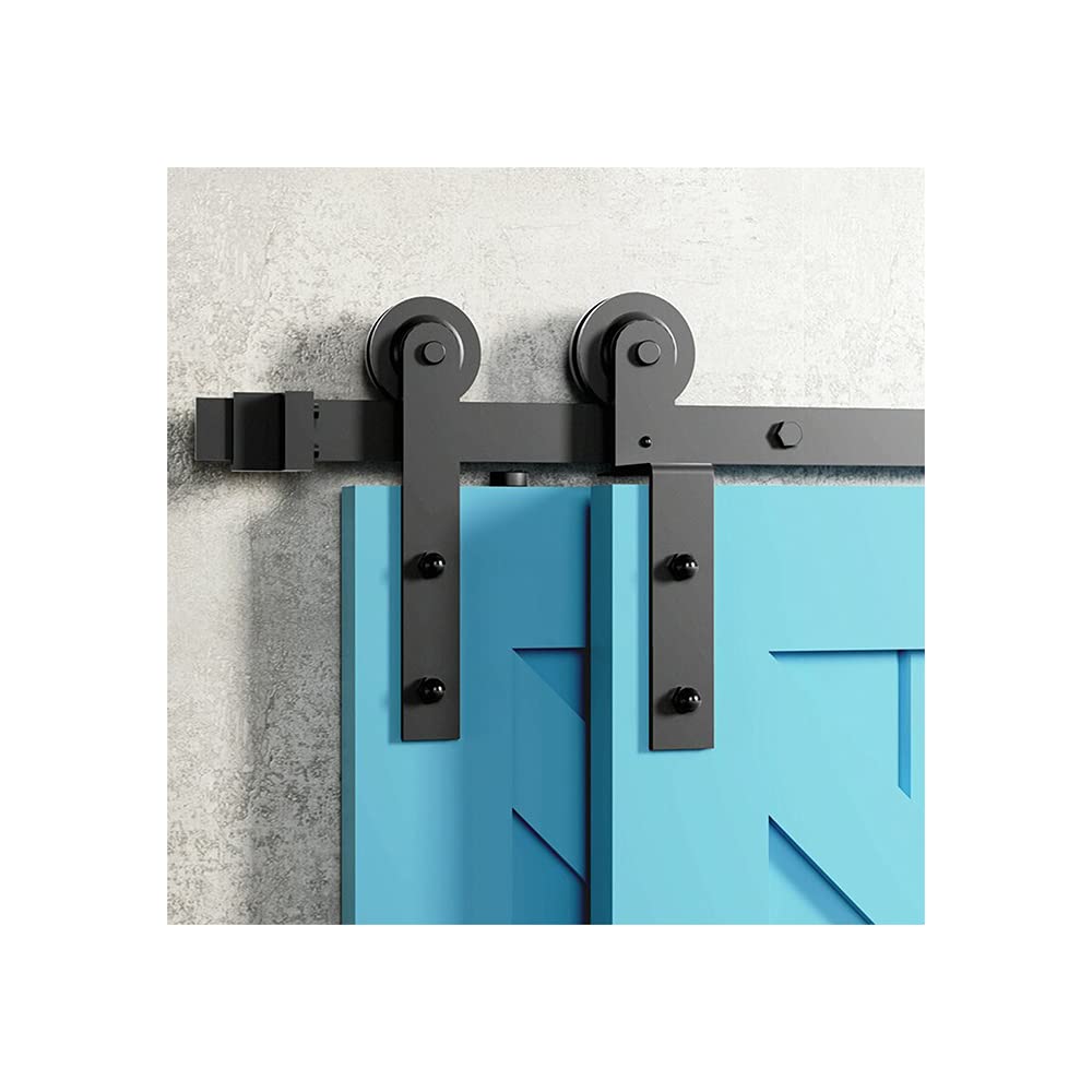 LWZH 16FT/488cm Scheunentor Kit Schiebetür Hardware Kit Scheunentor Beschläge Schiebetür Kit für Bypass Doppeltüren