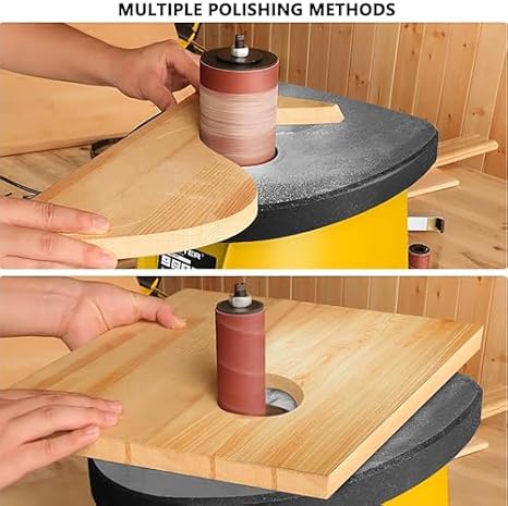 Electric Oscillating Spindle Sander with Cast Iron Base, Includes Sanding Sleeves and Sandpaper, Ideal for Woodworking and DIY Projects, 576 Wipes Total