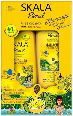 SKALA Kit Shampoo & Conditioner Maracujá and Óleo de Patauá Strength and Nutrition for Dry and Damaged Hair, 11 fl oz each