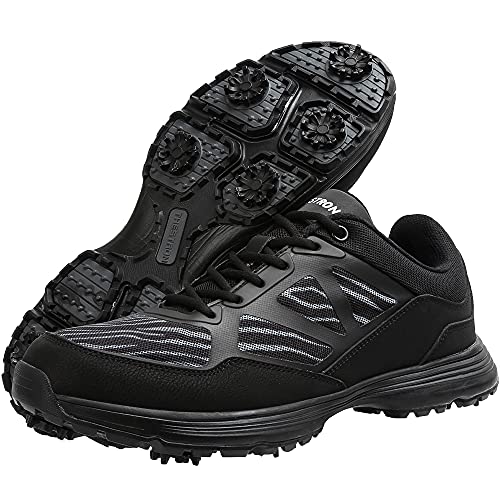 Image of THESTRON Men Golf Shoes Mesh Breathable Breathable Golf Walking Sport Sneakers 7 Spikes Golf Trainers
