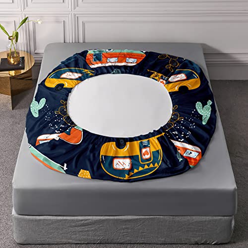 Bsntho Camper Van Bed Sheets Full Size,Happy Camping Kids Sheet Set,Printed Flat Sheet Fitted Sheet With 16" Deep Pocket,100% Microfiber Bedding Sheets With Pillowcases #TOP3