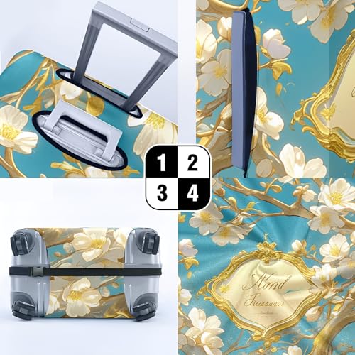 Adjustable Luggage Sleeve Reinforced Travel Suitcase Cover with Easy Zipper Access Protective Wheel Covers Vibrant Custom Designs Water-Repellent Fabric Flower Sky4