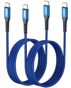 SUNGUY USB C naar USB-C kabel, 2 x 1.5 m 60 W USB C oplaadkabel, compatibel met iPhone 15 Pro/Pro Max, MacBook Pro, iPad Pro 2020, MacBook Air, Samsung S24, Huawei P30 - Blauw